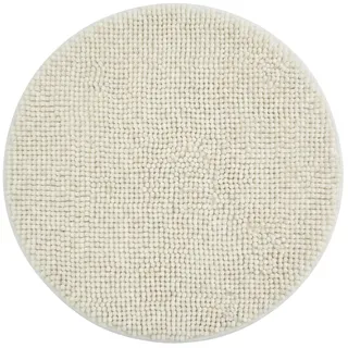 NYVI Badematte NYVISpa Chenille Rund Ø 60 cm Weiß - Badezimmerteppich - rutschfest, Saugfähig, Schnell Trocknend, Fußbodenheizung geeignet, Oeko-TEX, Waschbar, Weich