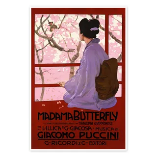 Posterlounge Madama Butterfly, 1904 Poster | 70 x 100 cm von Leopoldo Metlicovitz Rot Wandbilder Wanddeko