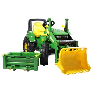 Rolly Toys Traktor John Deere 7930 (Trettraktor 3 – 8 Jahre mit Frontlader, Transportmulde, Schaltung, Bremse) 710379, grün