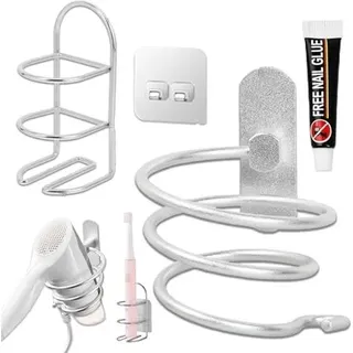 Innovative Haartrocknerhalter - Praktische Wandbefestigung Ohne Bohren - Selbstklebender Kleber - Aluminium Föhnhalter Mit Kabelhalter - Ideal Für Badezimmer Schlafzimmer Balkon