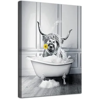 MKHFUW Moderne Leinwand Wandkunst Lustige Tiere, Die auf der Toilette Sitzen, Zeitungsbilder Lesen Badezimmer Schlafzimmer Poster, Rahmenlos (Baderinder,50 x 70 cm)