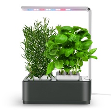 amzWOW Clizia Smart Garden - hydroponische anzuchtsysteme mit led pflanzenlampe - Automatisches Timer Keimungs Kit -Wassermangelalarm, Ziehen Sie Ihre eigenen aromatischen Kräuter zuhause (Space Grey)