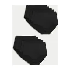 Womens M&S Collection 10pk High Waisted Full Briefs - Black, Black - 20