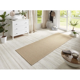 Bt Carpet Nature Läufer In- und Outdoor – Schlingen Küchenläufer rutschfest Flachgewebe Kurzflor Woll-Optik Fineloop Küchenteppich für Flur, Küche, Garten, Terrasse, Badezimmer – Beige, 80x350cm