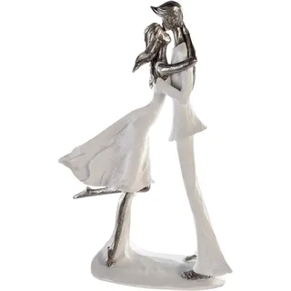 Casablanca by Gilde Casablanca Skulptur Hold me, Deko Figur Weiß, Kunstharz Statue Wohnzimmer, Büro Dekoration H. 32 cm x B. 20 cm - Couple Familien Skulpturen, Zusammenhalt Familie