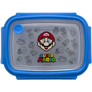 UNDERCOVER Edelstahl Brotdose mit Kunststoffdeckel für Kinder - Super Mario Fanartikel - Kindergarten Brotdose - Sandwichbox Schule - Brotzeitdose aus Edelstahl - Sandwichbox - Lunchbox - Vesperbox