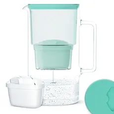 Bild Wasserfilterkanne aus Glas 2.5 L Kompatibel mit Brita-Wasserfilterkartuschen, Inklusive 1 Wasserfilter-Kartusche, Reduziert Kalk und Chlor, Minze