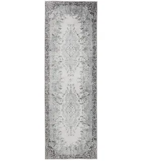 benuta Vintage-Läufer George waschbar 80x240 cm , Schwarz, Grau , Kunststoff , Vintage , Rechteckig , 80x240 cm , Oeko-Tex® Standard 100 , in verschiedenen Größen erhältlich, rutschfeste Unterfläche, waschbar , Teppiche und Böden, Teppiche, Teppichläufer, Läufer