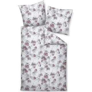 Janine Design Edelflanell-Bettwäsche-Garnitur Chinchilla S 78066 Farbe beere silber Größe 135x200+80x80 - Weiß, Rot, Grau