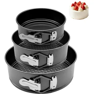 EUBSWA Springform Rund 12/18/22 cm - 3 Stück Kuchenform Mit Antihaftbeschichtung für Backform,Backformen,Tortenform,Kuchenformen