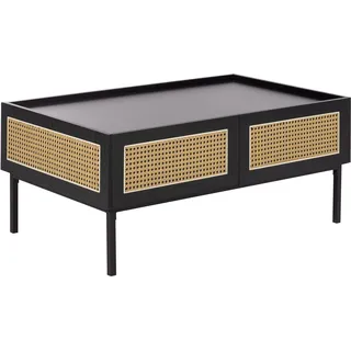 Beliani Couchtisch Schwarz Rattan 100 x 60 x 42 cm