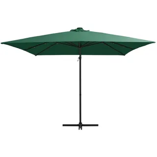 vidaXL Ampelschirm mit LED-Beleuchtung Stahl-Mast 250x250 cm Grün - Grün