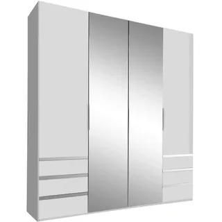 Level 200 x 216 x 58 cm weiß mit Spiegeltüren und Schubladen