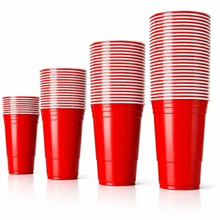 Everhomely Partybecher 473 ml / 16 oz – wiederverwendbare Beer Pong Becher, Red Cups extra stark, rote Plastikbecher für Bierpong, Partys, Camping, JGA, Festivals (250x)