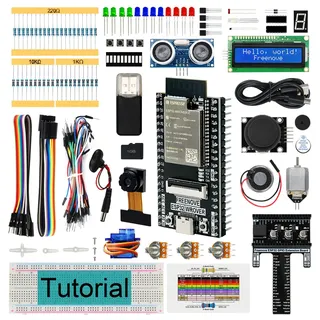Freenove Super Starter Kit for ESP32 CAM (Included), Dual-core 32-bit 240 MHz Microcontroller, Onboard Camera Wireless, Python C Code, 522-Page Detailed Tutorial, 173 Items, 78 Projects