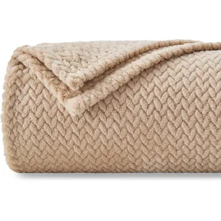 NEWCOSPLAY Flanell Decke Sofa Kuscheldecke Weizenohren Muster sofadecke Super weich und kuschelig Sofaüberwurf Braun-Wohndecke 130x150 cm als Tagesdecke