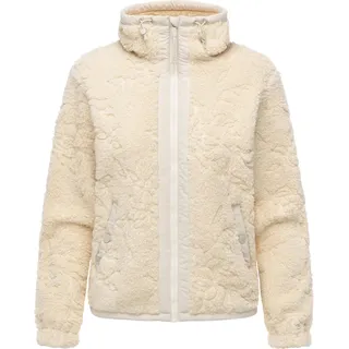 Kapuzensweatjacke RAGWEAR "Plüschjacke Nordicka II", Damen, Gr. S, beige (ecru), Obermaterial: 100% Polyester PES. Futter: 100% Polyester PES., Sweatjacken Kapuzensweatjacke