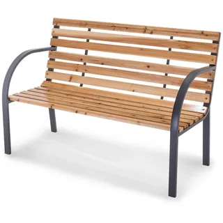 Gartenbank PX-GB-1 Practixx - 2-Sitzer Bank | 120cm Länge | 160kg belastbar | Holz Anthrazit | stabil und modern | Gartenbank Holz 2 Sitzer - Grau