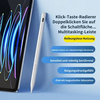 OKWISH Stylus Stift für iPad Apple Pencil Pen Tablet Magnetisches Kabelloses Laden - Weiß