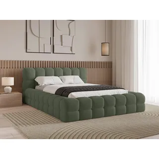 Chilly Design Polsterbett Verona Grün Bouclé Stoff 140x200 cm mit Stauraum Quelle 37 - Grün