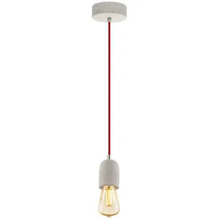 EGLO Pendelleuchte Yorth, 1 flammige Schnurpendel Hängelampe Vintage, Industrial, Modern, Hängeleuchte aus Stahl in Grau, Kabel in Rot, Esstischlampe, Wohnzimmerlampe hängend mit E27 Fassung