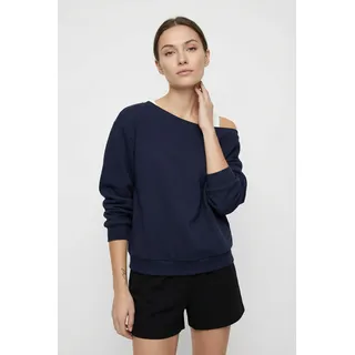 Sweatshirt ONLY "ONLRHINA L/S ONE SHOULDER NOOS SWT", Damen, Gr. S, night sky, Sweatware, Obermaterial: 60% Baumwolle, 40% Polyester, unifarben, oversize normal, tiefer Rundhals, Sweatshirts Sweatshirt, Baumwollmischung, oversize