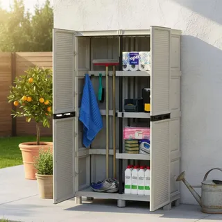 Dmora - Liège Outdoor-Garderobe, Outdoor-Möbel, Mehrzweck-Wäschegarderobe, 100% Made in Italy, Hellgrau, 100 x 39 x 172 cm