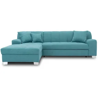 DOMO. collection Ecksofa Capri, Sofa in L-Form mit Schlaffunktion, Couch, Polsterecke, Eckcouch, Schlafsofa 239 x 152 x 75 cm (BxTxH), türkis