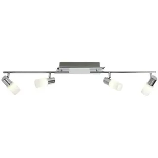 Trio Clapton 4-flg. 100 cm zylinderförmig Aluminium gebürstet/Glas weiß
