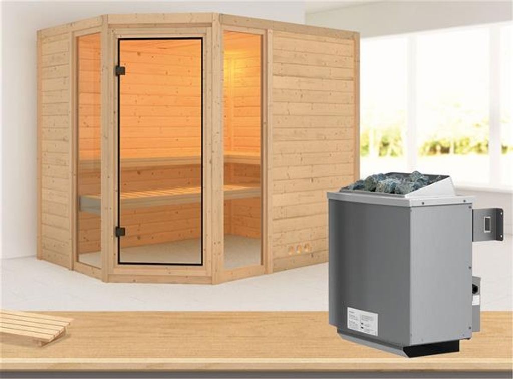 Bild von Sauna Sinai 3 inkl. 9 kW mit Ofen 9kW intern classic Tür