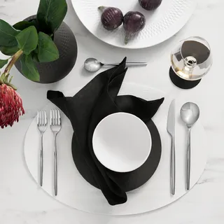 Villeroy & Boch Manufacture Rock Tischset aus Kunstleder, oval, wendbar, Weiß, 4 Stück