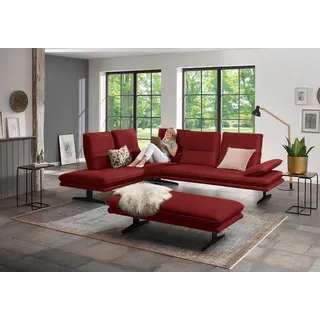 W.Schillig Ecksofa »broadway, Designsofa, toller Sitzkomfort, zeitlos, elegant, L-Form« Sitztiefenverstellung, Kopfteil- - Seitenteilverstellung, Breite 284cm, rot