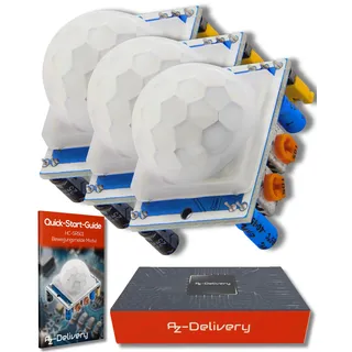 AZDelivery 3 x HC-SR501 PIR Bewegungssensor Bewegungsmelde Modul kompatibel mit Arduino und Raspberry Pi inklusive E-Book!
