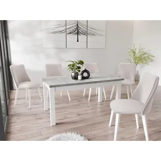 WFL GROUP Ausziehtisch 160 x 75 x 80 cm grau