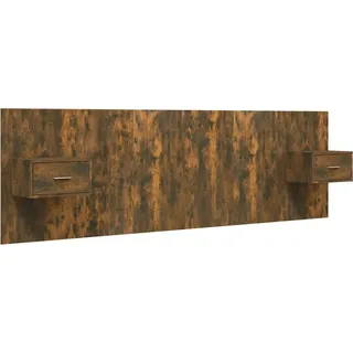 Bettkopfteil mit Nachttischen Räuchereiche Holzwerkstoff - Braun