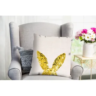 queence Dekokissen »Benito« süßer Hase, goldfarben