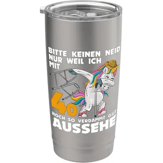 40. Geburtstag Frauen & Männer 40 Jahre Einhorn mit Rollator Doppelwandiger Edelstahl-Thermobecher