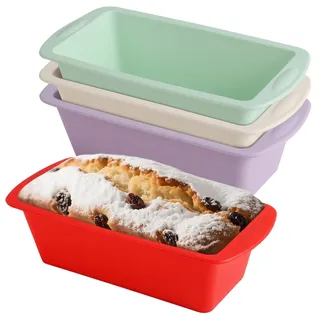 Kievano Silikon Backform Set 4er – Mini Kastenform 19,2×9,5×5,5 cm – Silikonformen Backen für Brot, Kuchen & Toast – Airfryer & Backofen geeignet, Lebensmittelgeeignet