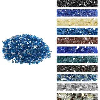 Vevor Feuerglas, 4,5 kg hochtemperaturbeständige Glassteine, 12,7 mm reflektierende Feuerstellen-Glasperlen, Feuerstelle Glasfelsen, Kaminglas, Feuerkristall, Feuerperlen, für Kamin, Pazifikblau