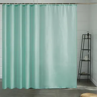 Duschvorhang Überlänge für Badezimmer, Badvorhang Anti-schimmel Textil für Badewanne und Dusche, Vorhang aus Stoff Antibakteriell Waschbar, mit 16 Haken Extra Groß Minzgrün 240x180cm.