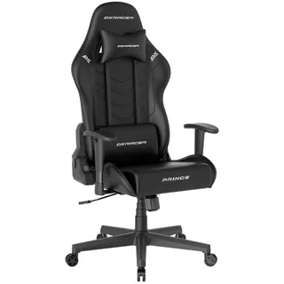 Dxracer Gamingstuhl , Schwarz , Textil , Drehkreuz , 70x132x70 cm , Wippfunktion, Wippmechanik mit Härtegradeinstellung, inklusive Armlehnen, Nackenkissen abnehmbar, Lendenkissen abnehmbar, ergonomische Rückenlehne , Büromöbel, Bürostühle, Gaming-Sessel