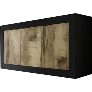 Industriales Sideboard Küche Wohnbereich, 3 Türen, Holz, 160cm Modis NP Basic - Schwarz