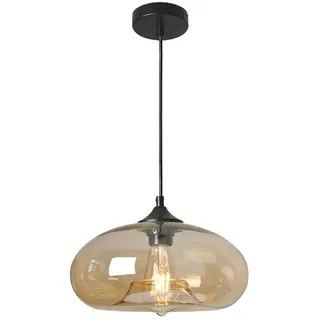 Tropibed Bunt Vintage Glas Pendelleuchte, e27 Glas Hängelampe, Glas Lampenschirm Hängelampe Für Küche Schlafzimmer Wohnzimmer Kronleuchter (Bernstein)