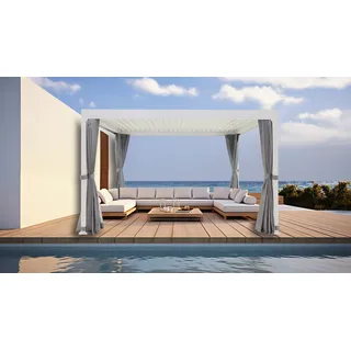 Pavillon KONIFERA "Palma", weiß (weiß, weiß, grau), B/H/T: 394cm x 244cm x 304cm, Pavillons, Pavillon, Pergola, mit Lamellendach, Topseller