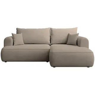 Selsey Eckschlafsofa Ovo Mini Greige Easy-Clean-Chenille-Bezug , Textil , Ottomane rechts,L-Form , 238x156 cm , Wohnzimmer, Sofas & Couches, Wohnlandschaften, Ecksofas