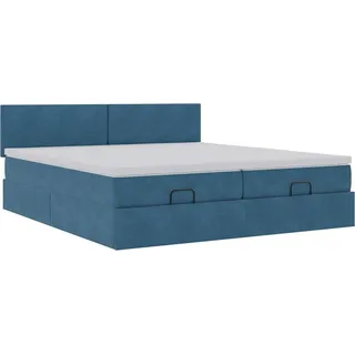 Ottoman-Bett mit Matratzen Dunkelblau 160x200 cm Samt - Blau, Dunkelblau