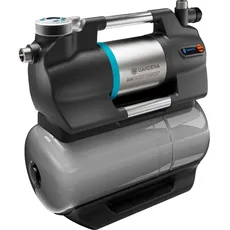 Gardena Hauswasserwerk 6300 SilentComfort: Pumpe mit 25 l Wasserspeicher und integriertem Filter, Fördermenge 6300 l/h, Trockenlaufsicherung, extra leise, via Bluetooth-App steuerbar (9068-20)