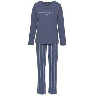 VIVANCE DREAMS Damen Pyjama blau-gestreift Gr.36/38