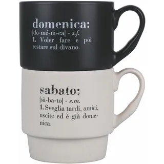 Villa d'Este Home Tivoli Set mit 2 stapelbaren Tassen, 340 ml, Porzellan, Victionary