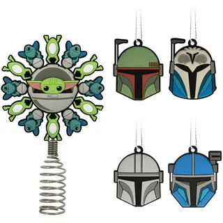 hallmark Star Wars: The Mandalorian Miniatur-Weihnachtsbaumspitze und 4,3 cm Mini-Ornamente, bruchsicher, 5 Stück